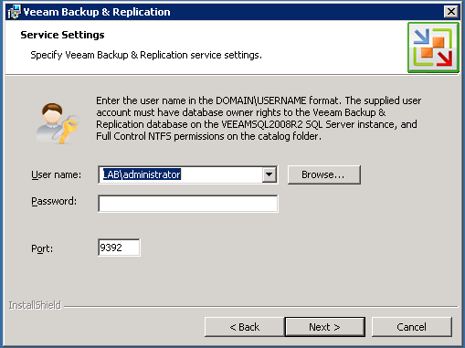 Veeam Installation Step 9